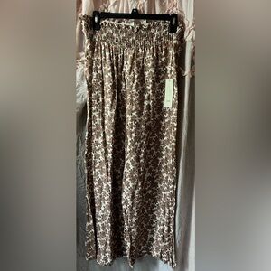 Joie Smocked Waist Floral flowy pants size Lg NWT